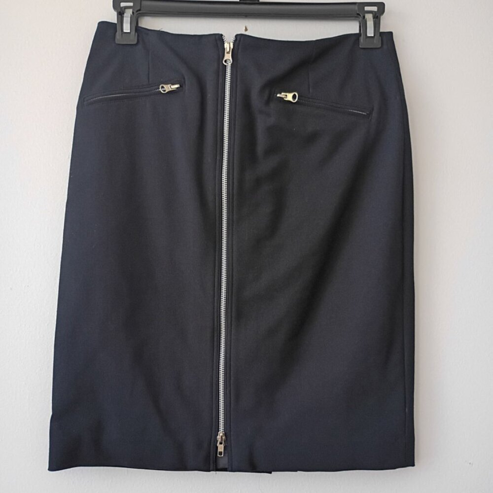 Randy Kemper Black Lined Skirt | Front Zip | Back Slit | Size 8
